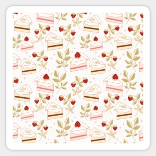 Seamless strawberry cake and plant Sticker